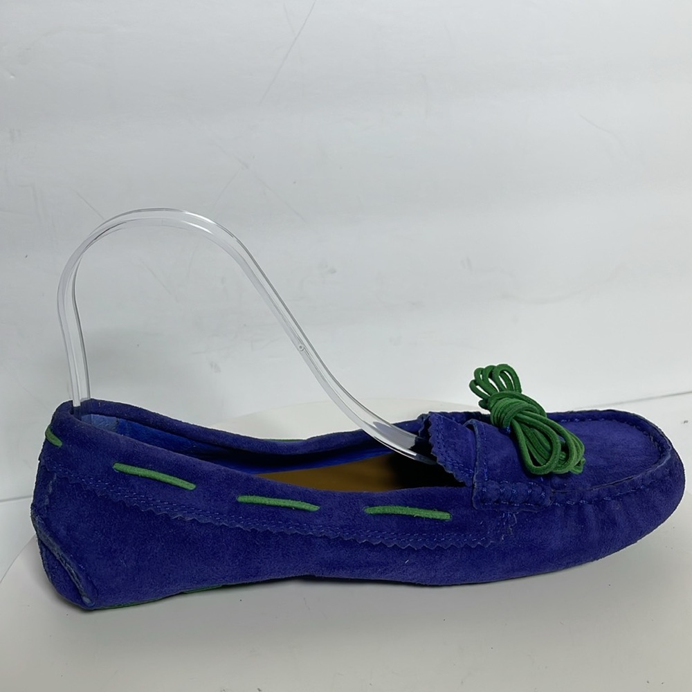 UGG Purple Suede Moccasins with Green Laces - Picture 6 of 9